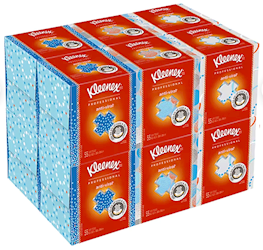 FACIAL TISSUES, KLEENEX, CUBE, ANTIVIRAL, 3-PLY, WHITE, 55 SHEETS/BOX, 12/CT LARGE